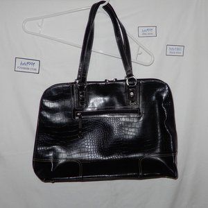 Croft & Barrow Exotic Julia Dome Tote laptop purse crocodile faux leather